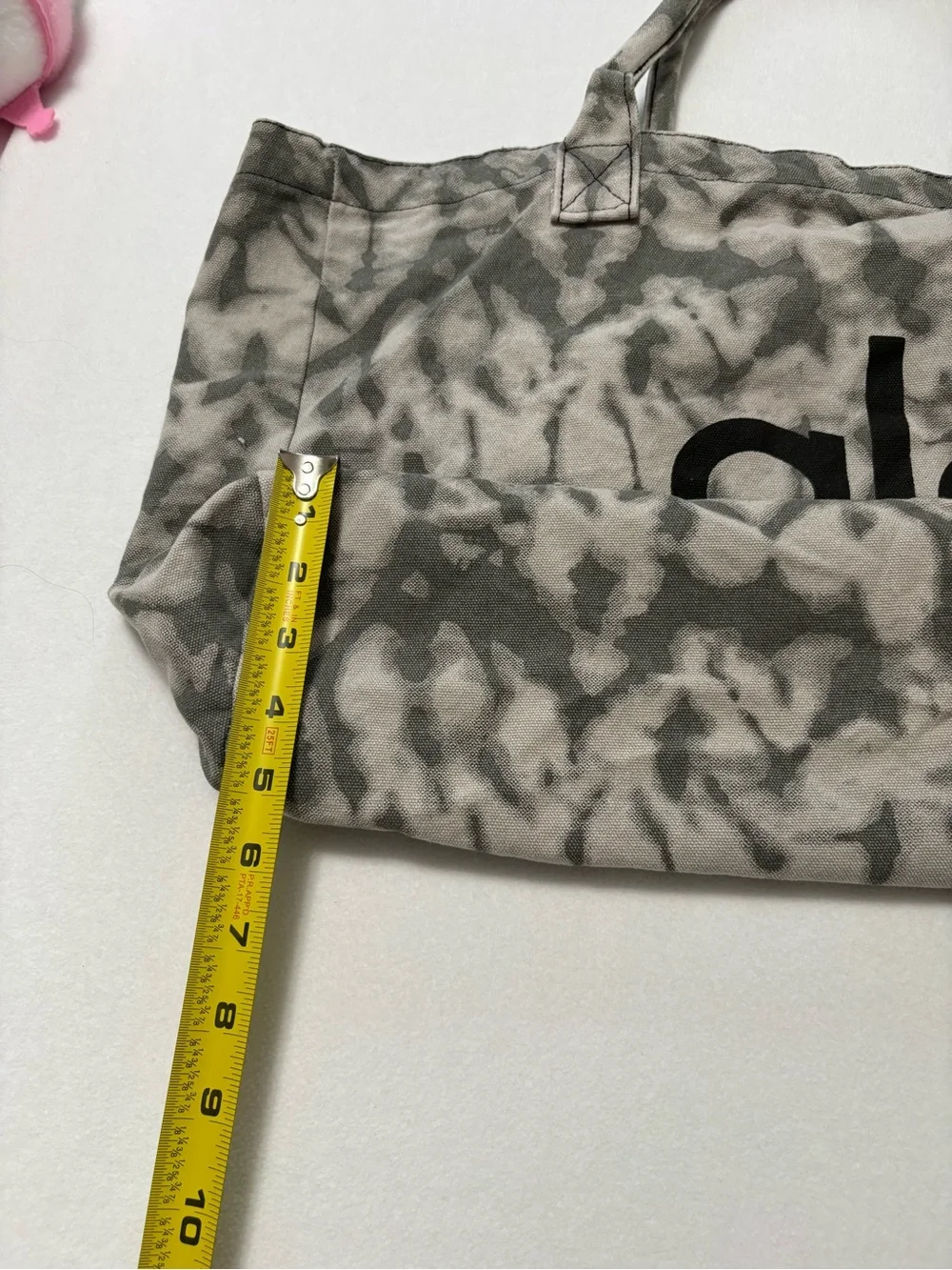 ALO Yoga Gray Tie-Dye Canvas Tote with Black Logo